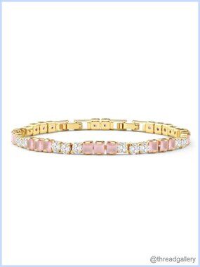 Gold Plated CZ Tennis Bracelet Womens Bridal Birthday Gift